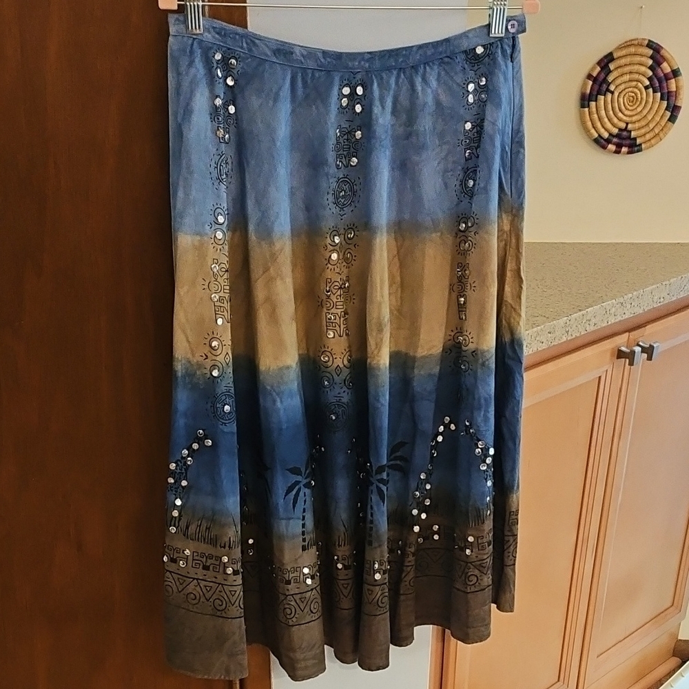 Cotton Midi Skirt- sequin and giraffe Details